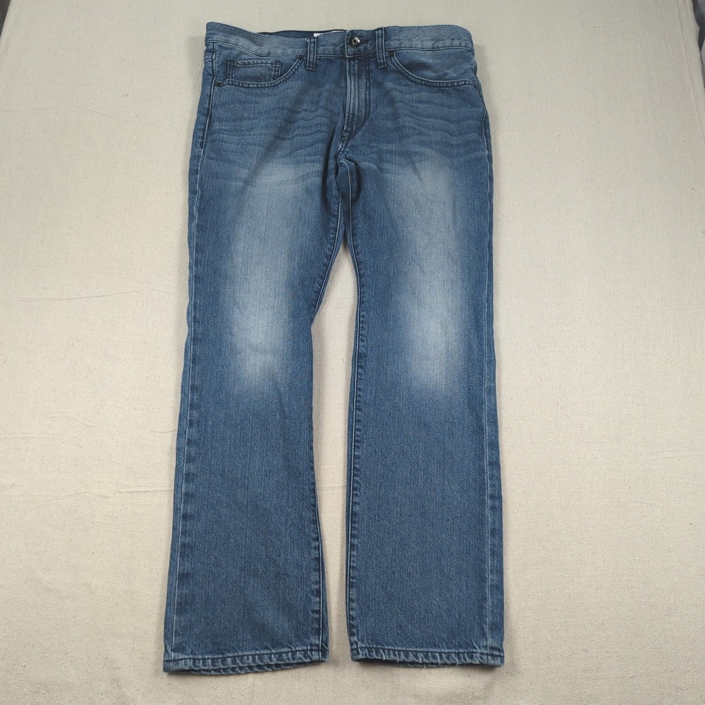 Express Jeans Mens 36x32 Blue Rocco Slim Straight Stretch Faded